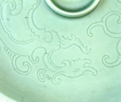 图片[2]-Pale-green glaze dark flower dragon pattern cup and plate-China Archive